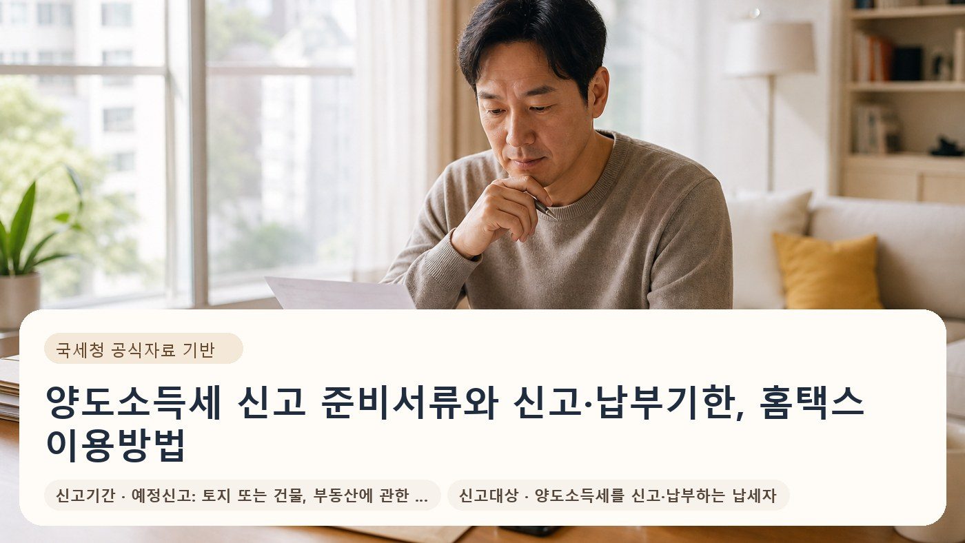 양도소득세 신고 준비서류와 신고·납부기한, 홈택스 이용방법