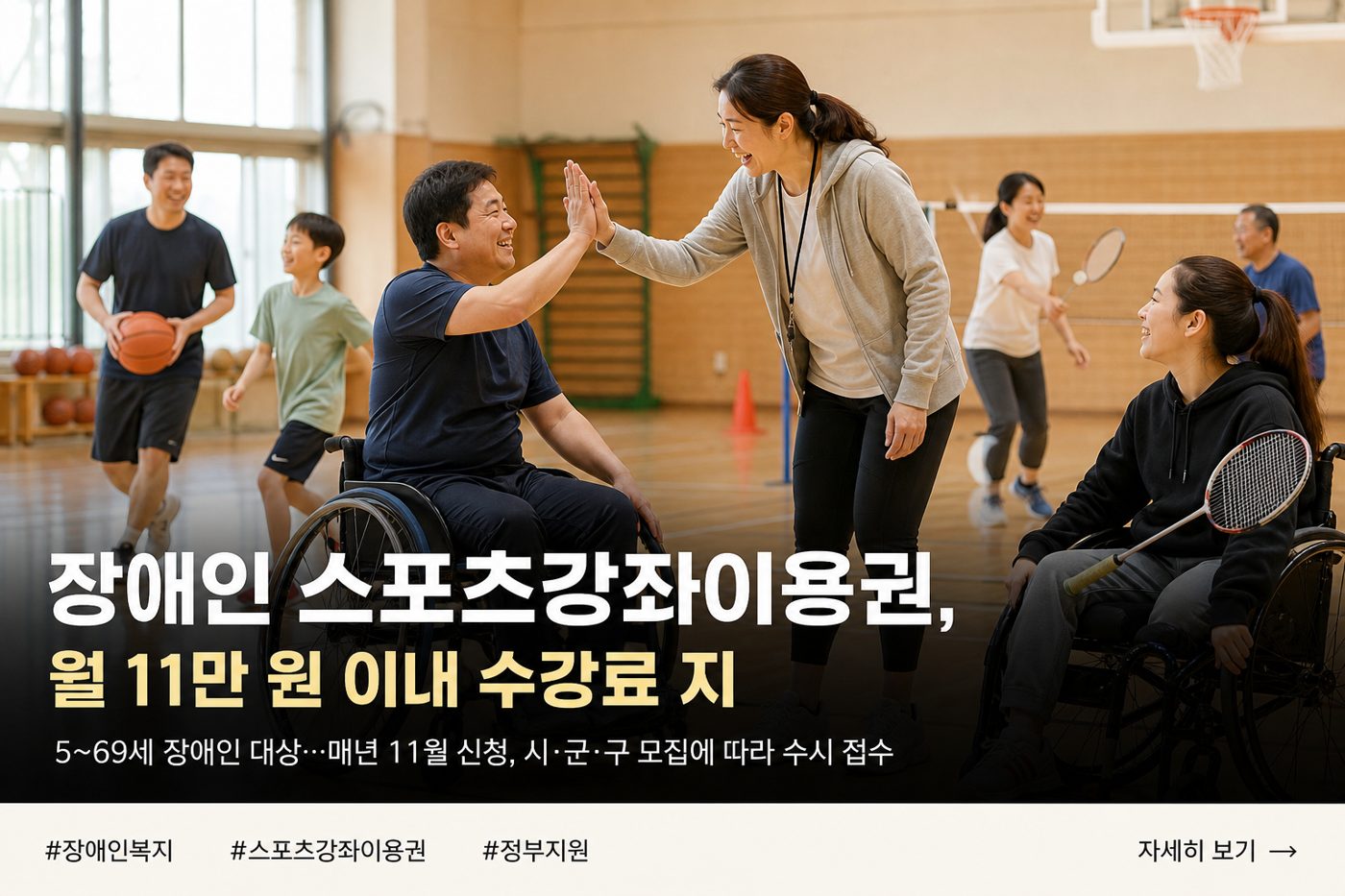 장애인 스포츠강좌이용권 지원 대상·월 11만 원 신청방법